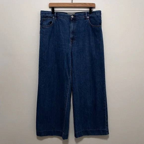 Everlane The Summer Wide Leg Jean In Dark Blue Wash 33 - Picture 2 of 9